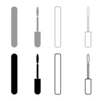 Mascara brush eyes mascara icon set grey black color vector