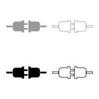 Socket and plug icon set grey black color vector