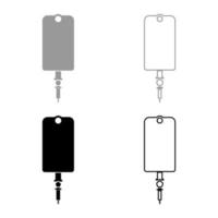 Dropper package bottle installator icon set grey black color vector