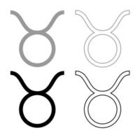 Taurus symbol icon outline set grey black color vector