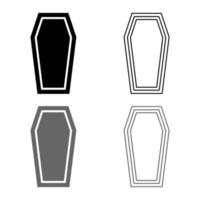 concepto de seguro de ataúd tema funerario tapa conjunto de iconos de ataúd ilustración de color negro gris esquema estilo plano imagen simple vector