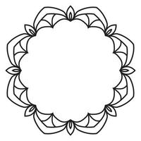 Abstract doodle curly thin line round frame isolated on white background. Mandala border. vector