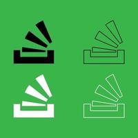 Stacking in the tray icon Black and white color set vector