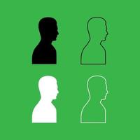 Profile side view portrait icon Black and white color set vector