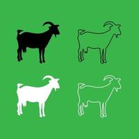 Goat icon Black and white color set vector