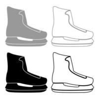 Skate icon set grey black color vector