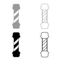 Barber shop pole icon set grey black color vector