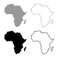 Map of Africa icon set grey black color vector