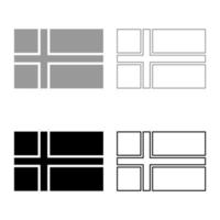 bandera de noruega conjunto de iconos gris negro color ilustración esquema estilo plano simple imagen vector