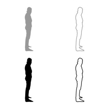 Man with bandana on his face that hides his identity Concept of rebellion Concept protest icon set grey black color illustration outline flat style simple image vector