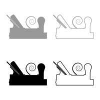 Carpenter's plane with wood with shaving wood Joiner's plane icon set black grey color vector illustration flat style image