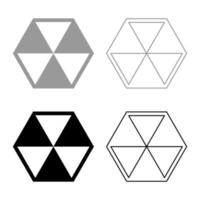 Abstract cube shape Hexagon box icon set black grey color vector illustration flat style image
