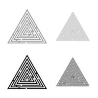 laberinto triangular laberinto enigma laberinto enigma conjunto de iconos color gris negro ilustración vectorial imagen de estilo plano vector