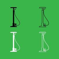 Bicycle pump icon Black and white color set vector