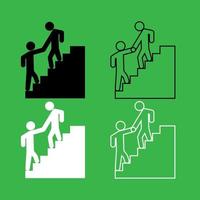 Man helping climb other man icon Black and white color set vector