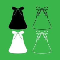 Bell with bow ribbon set icon vector