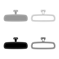 Rear view mirror icon set grey black color vector
