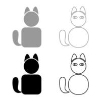 gato, icono, conjunto, gris, negro, color vector