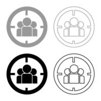 People in target or target audience icon set grey black color vector