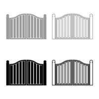 Old gate icon set grey black color vector