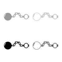 Shackles with ball icon set grey black color vector