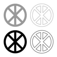 Cross round circle on bread concept parts body Christ Infinity sign in religious icon set black grey color vector illustration flat style image