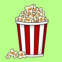 Cartoon popcorn isolated on white background. vector