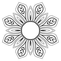 Abstract doodle curly thin line round frame isolated on white background. Mandala border. vector