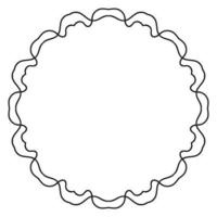 Abstract doodle curly thin line round frame isolated on white background. Mandala border. vector