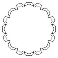 Abstract doodle curly thin line round frame isolated on white background. Mandala border. vector