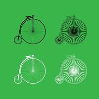 Retro bicycle icon Black and white color set vector