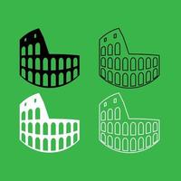 Coliseum icon Black and white color set vector