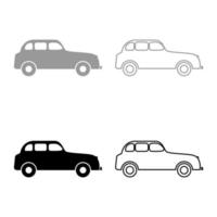 conjunto de iconos de coche retro color negro gris vector