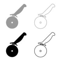 Pizza cutter ot pizza knife icon set grey black color vector