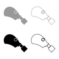 Gasmask or inhaler icon set grey black color vector