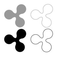 Ripple icon outline set grey black color vector