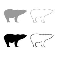 esquema de icono de oso polar conjunto de color negro gris vector