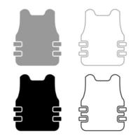 Bullet-proof vest flak jacket icon set black grey color vector illustration flat style image