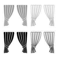 Curtains Blind Curtain Shutter Curtain Shade Portiere drapes for ceremony performance Luxurious curtains Grand opening announcement stage Presintation concept Open drapes Premiere idea icon set black vector