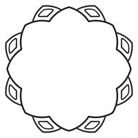 Abstract doodle curly thin line round frame isolated on white background. Mandala border. vector