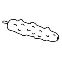 Cartoon doodle linear cucumber isolated on white background. vector