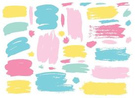 Set of colorful hand drawn grunge elements, geometrical banners, brush strokes isolated on white. vector