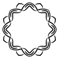 Abstract doodle curly thin line round frame isolated on white background. Mandala border. vector