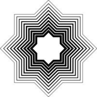 Abstract black halftone element, linear star isolated on white background. Geometric element. vector