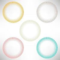 Halftone round geometrical frame. Set of design elements of different colors. vector