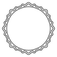 Abstract doodle curly thin line round frame isolated on white background. Mandala border. vector
