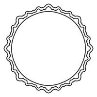 Abstract doodle curly thin line round frame isolated on white background. Mandala border. vector