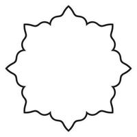 Abstract doodle curly thin line round frame isolated on white background. Mandala border. vector