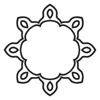 Abstract doodle curly thin line round frame isolated on white background. Mandala border. vector