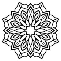 flor de garabato redonda ornamental negra aislada sobre fondo blanco. esquema mandala. elemento de círculo geométrico. vector